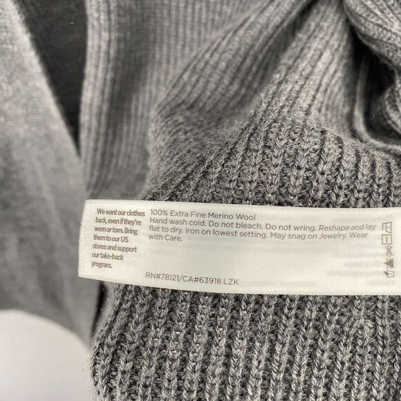 EILEEN FISHER Cardigan XS Extra Fine Merino Wool Rib Open Front Long Sleeve Gray - Picture 9 of 14